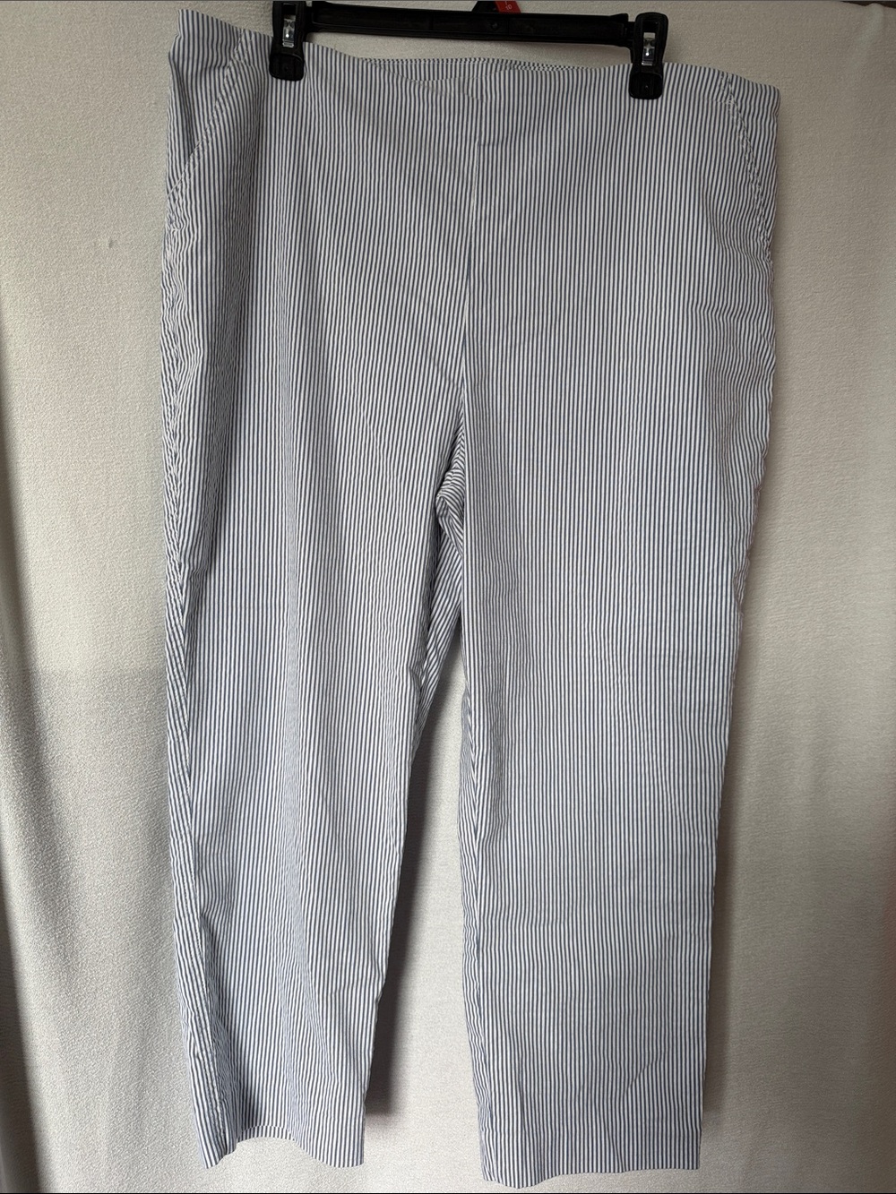 Carolina Belle Blue & White Pinstripe Capris